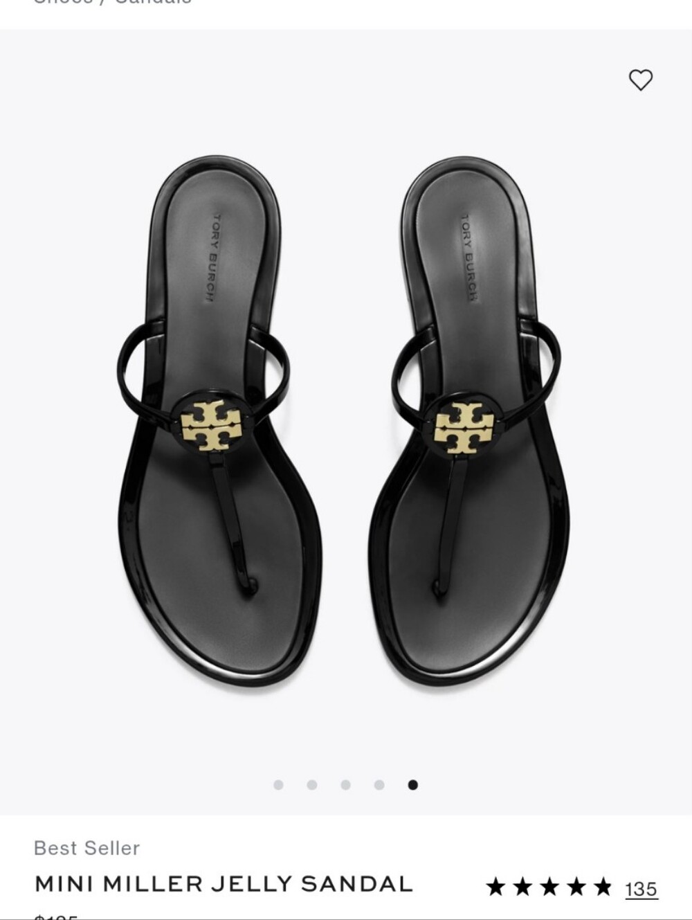 Tory Burch Black Jelly Thong Sandals Mini Miller Logo Size 9 - Picture 12 of 13